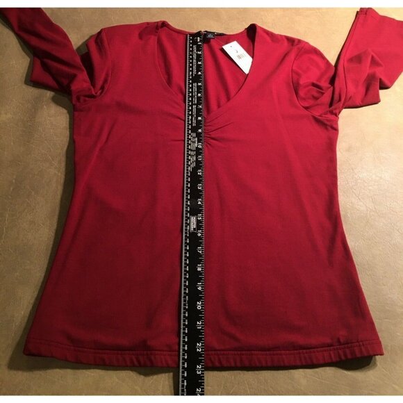 BANANA REPUBLIC Stretch Pullover Deep V-Neck Top, GARNET Red, NWT, Size L - Picture 5 of 8